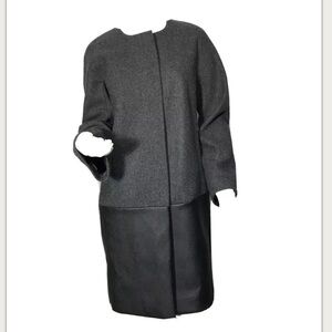 J.Crew collarless coat w/faux leather panel Size 6